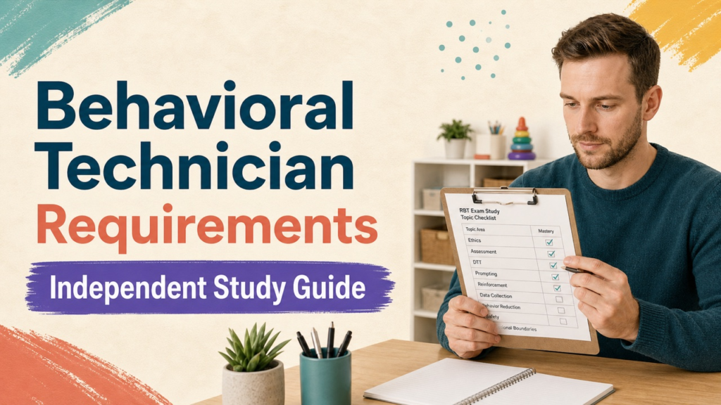behavioral technician requirements study guide with white adult RBT candidate