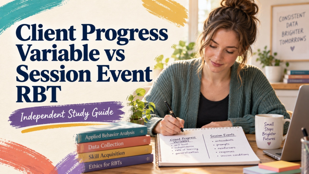 client progress variable vs session event rbt study guide with white adult RBT candidate