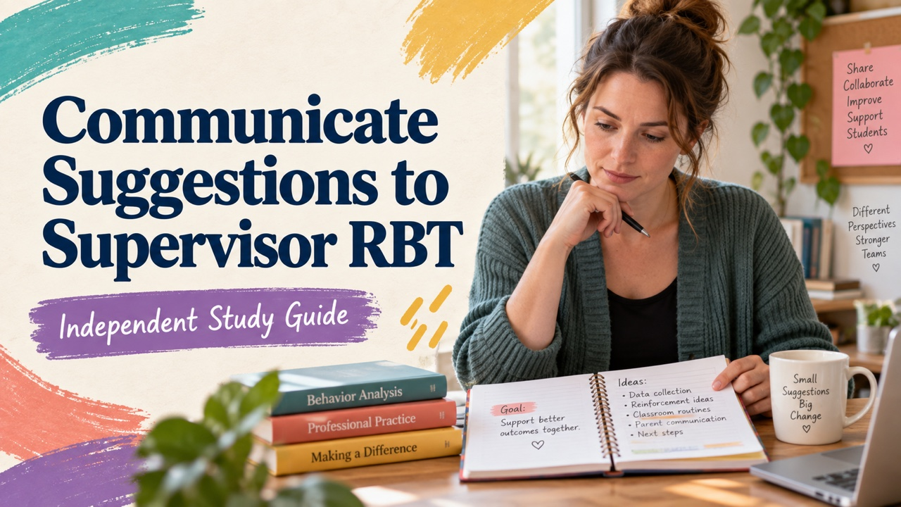 communicate suggestions to supervisor rbt study guide with white adult RBT candidate