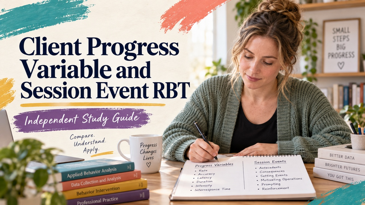 difference between client progress variable and session event rbt study guide with white adult RBT candidate