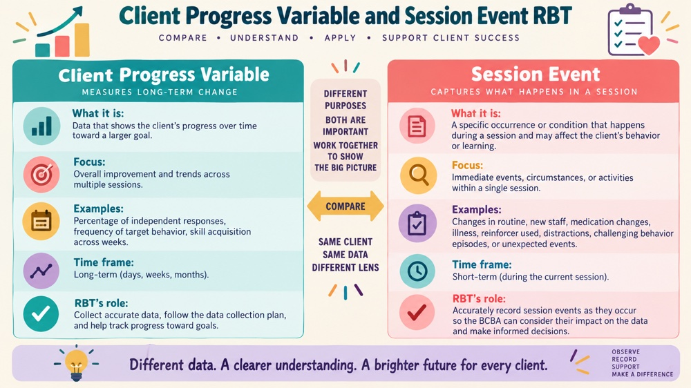 difference between client progress variable and session event rbt RBT study checklist