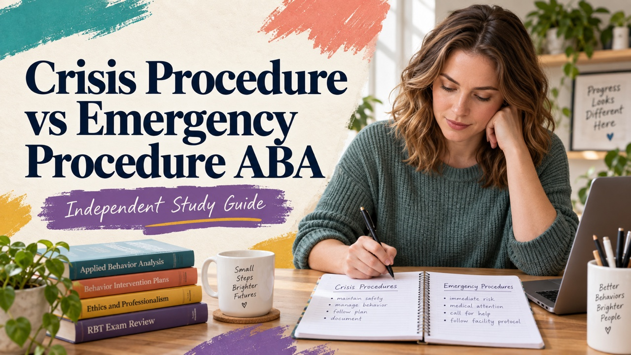 difference between crisis procedure and emergency procedure aba study guide with white adult RBT candidate