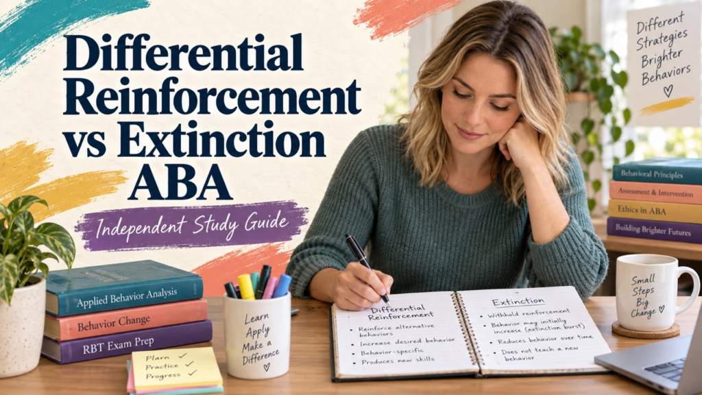 difference between differential reinforcement and extinction aba study guide with white adult RBT candidate