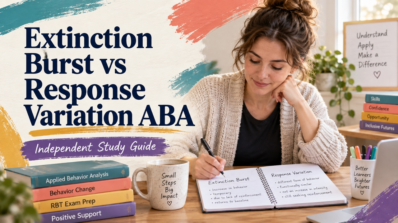 difference between extinction burst and response variation aba study guide with white adult RBT candidate