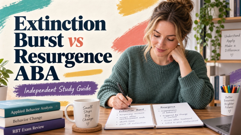 difference between extinction burst and resurgence aba study guide with white adult RBT candidate