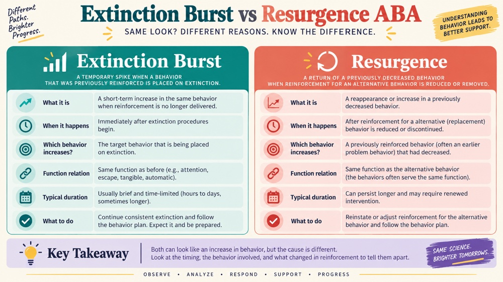difference between extinction burst and resurgence aba RBT study checklist