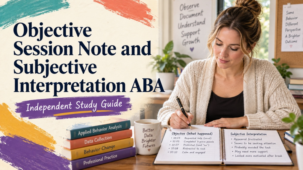 difference between objective session note and subjective interpretation aba study guide with white adult RBT candidate