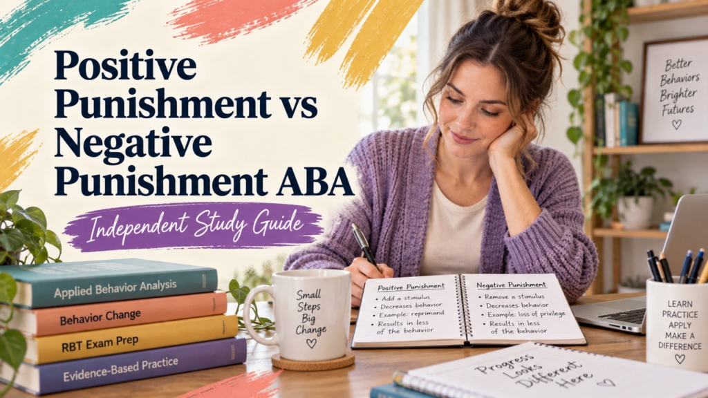 difference between positive punishment and negative punishment aba study guide with white adult RBT candidate