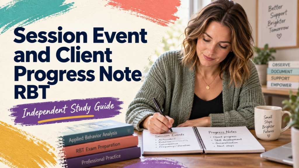 difference between session event and client progress note rbt study guide with white adult RBT candidate