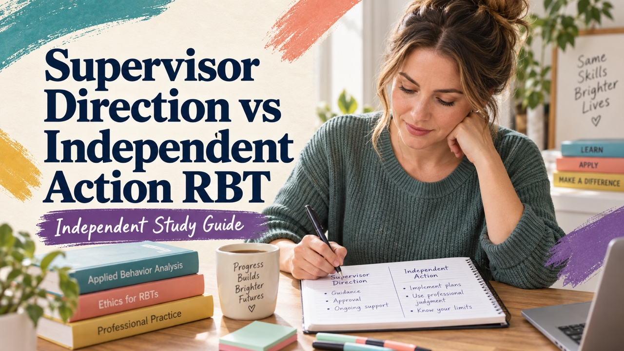 difference between supervisor direction and independent action rbt study guide with white adult RBT candidate