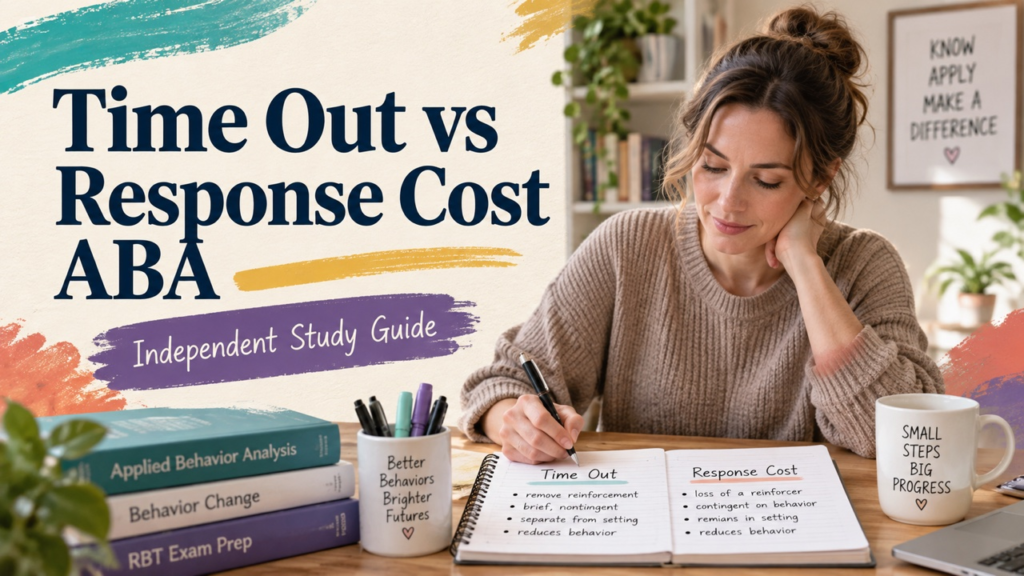 difference between time out and response cost aba study guide with white adult RBT candidate