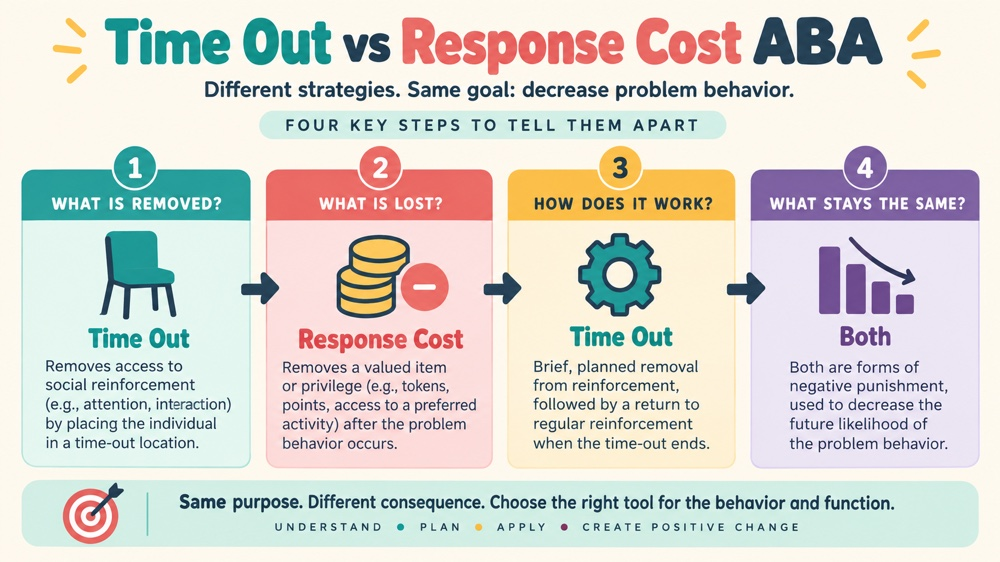 difference between time out and response cost aba concept sequence for RBT study