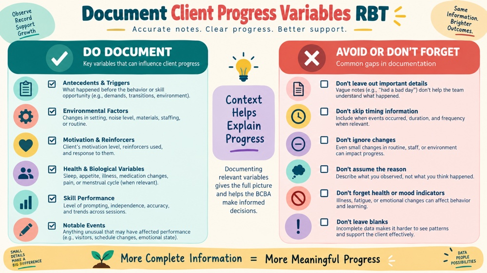 document client progress variables rbt RBT study checklist