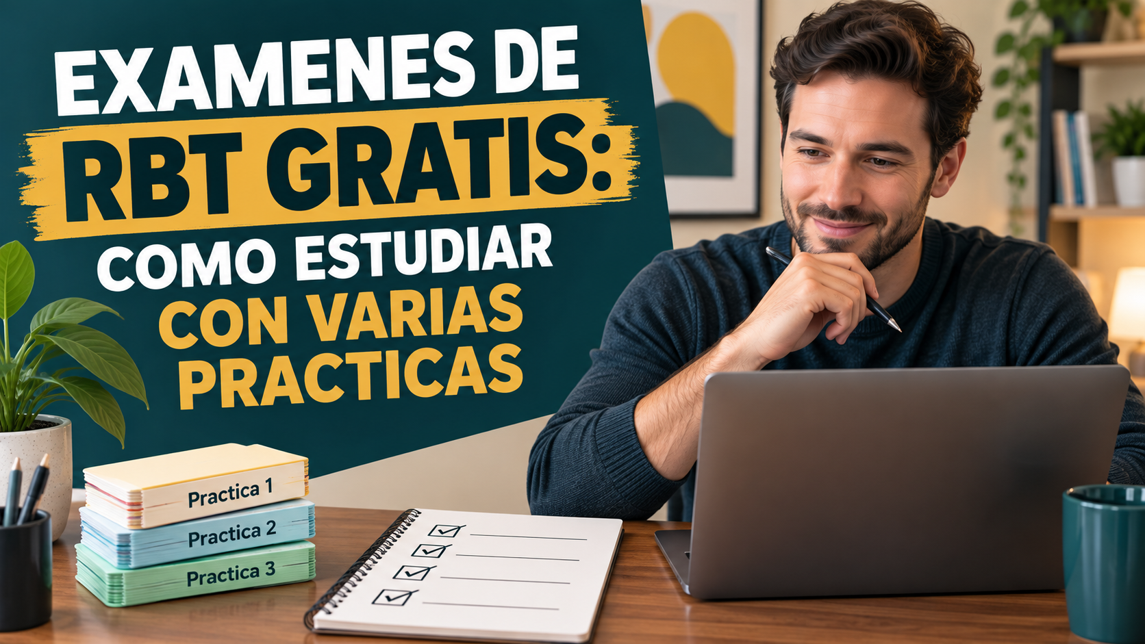 examenes de rbt gratis guía con un hombre blanco adulto revisando varias prácticas