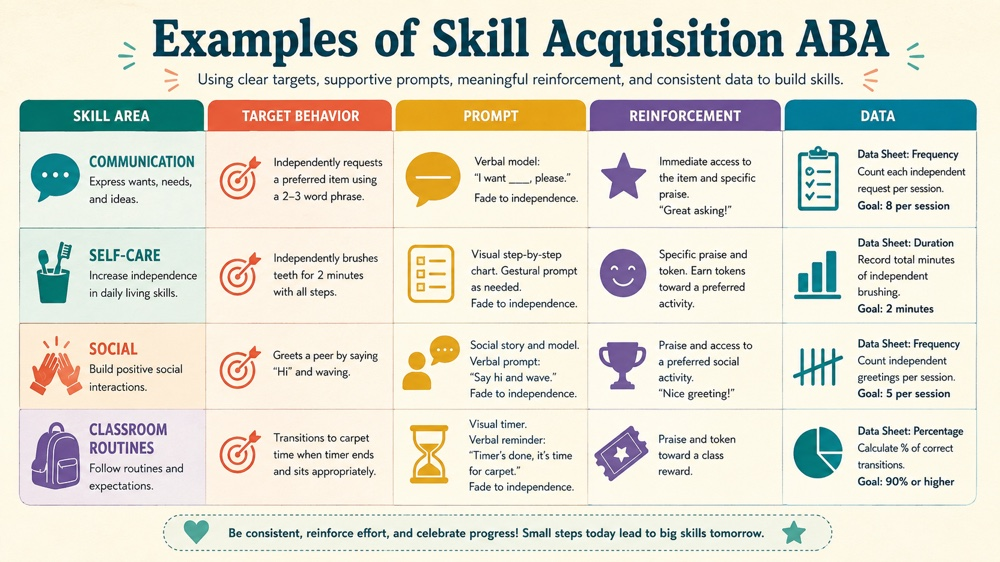 examples of skill acquisition aba concept sequence for RBT study