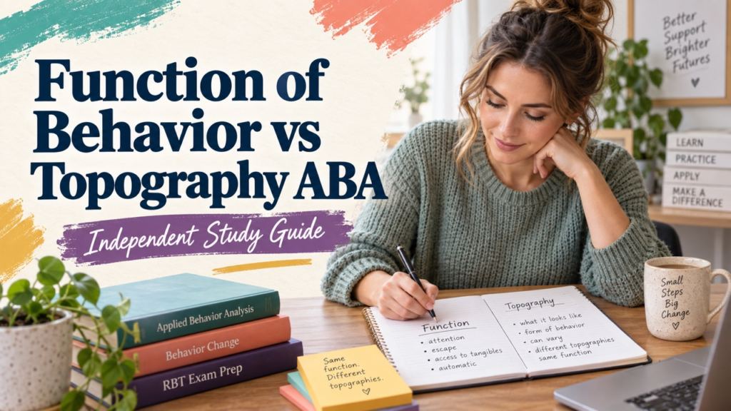 function of behavior vs topography aba study guide with white adult RBT candidate