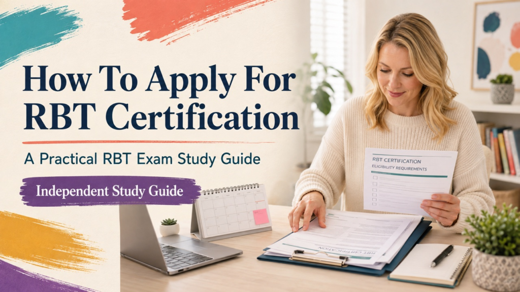 how to apply for RBT certification cover with a white adult candidate organizing application documents