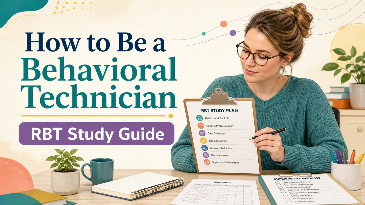 how to be a behavioral technician cover with an adult learner reviewing an RBT study plan