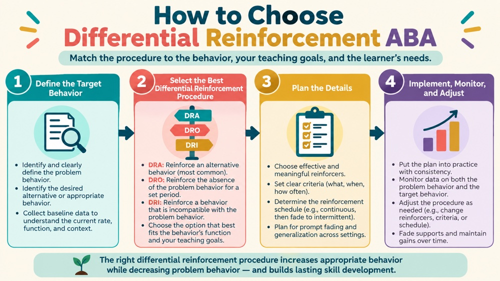 how to choose differential reinforcement aba concept sequence for RBT study