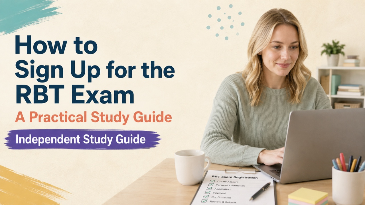 how to sign up for rbt exam study guide with white adult RBT candidate