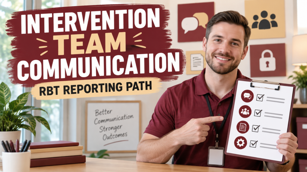 White man reviewing an intervention team communication path for RBTs