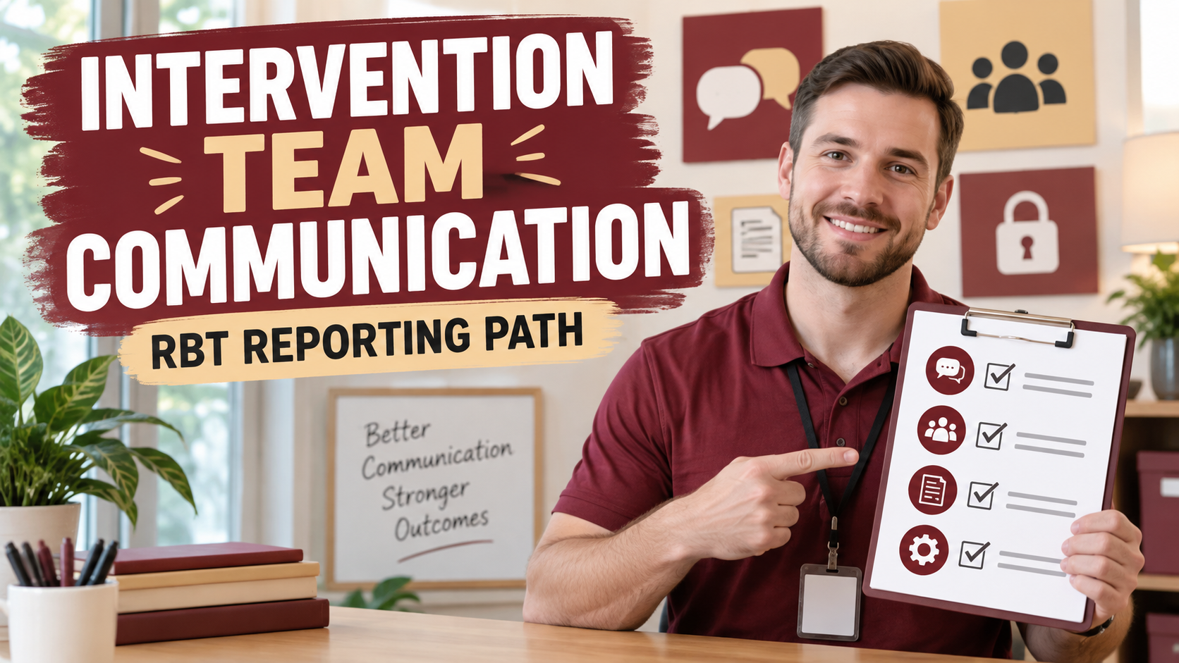 White man reviewing an intervention team communication path for RBTs