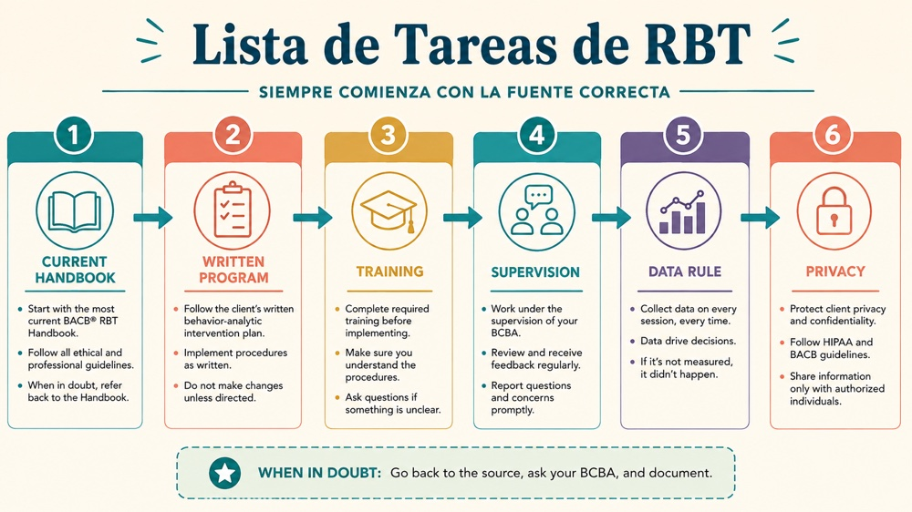 lista de tareas de rbt RBT study checklist infographic