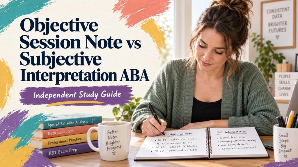 objective session note vs subjective interpretation aba study guide with white adult RBT candidate