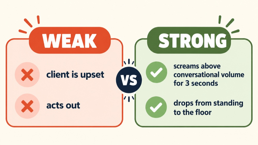 Operational definition RBT weak versus strong examples comparing subjective labels with observable measurable descriptions