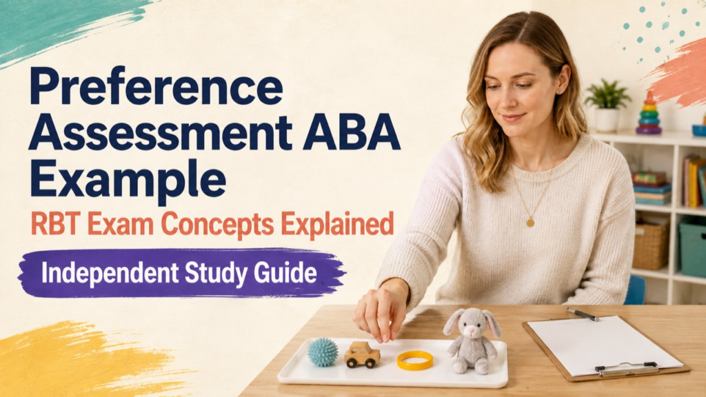 preference assessment aba example study guide with white adult RBT candidate