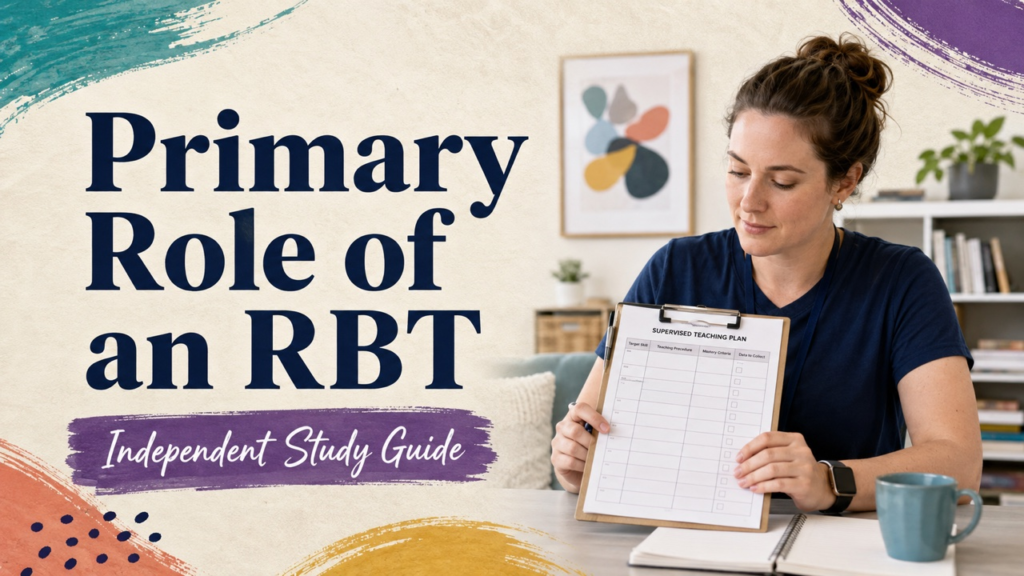 primary role of an rbt cover with a white adult technician reviewing a supervised teaching plan