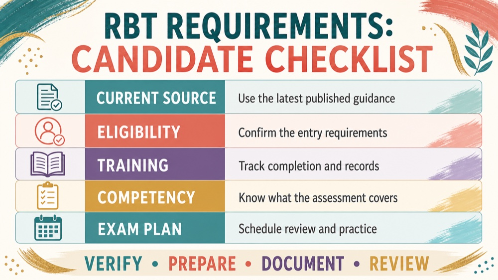 rbt requirements 2026: study checklist infographic