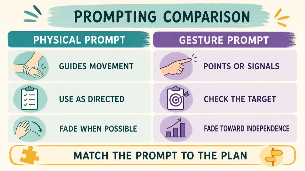 physical prompt aba: study checklist infographic