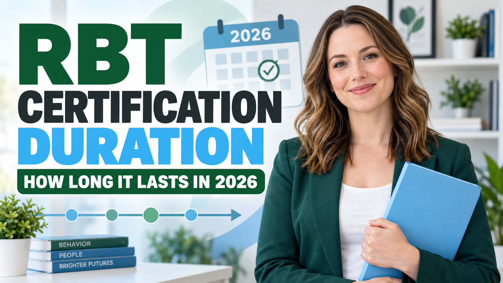 White woman reviewing an RBT certification duration timeline