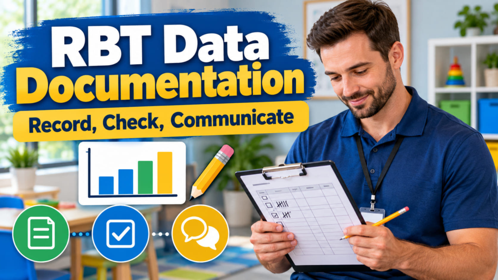 RBT Data Documentation cover with a white man reviewing a de-identified data sheet and chart