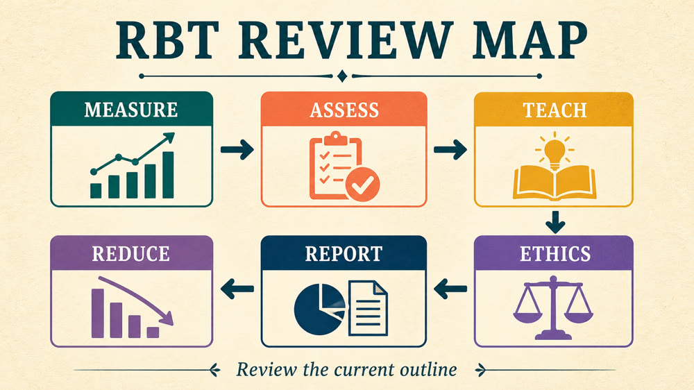 rbt exam review map across the six current RBT study domains