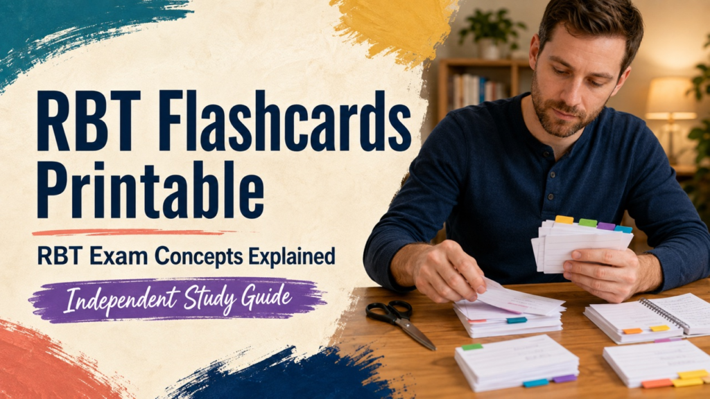 rbt flashcards printable cover with a white adult learner sorting printable study cards