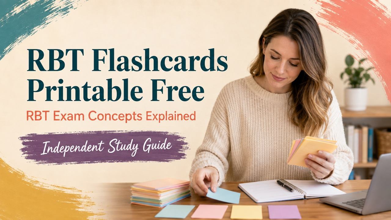 rbt flashcards printable free cover with a white adult learner sorting color-coded study cards