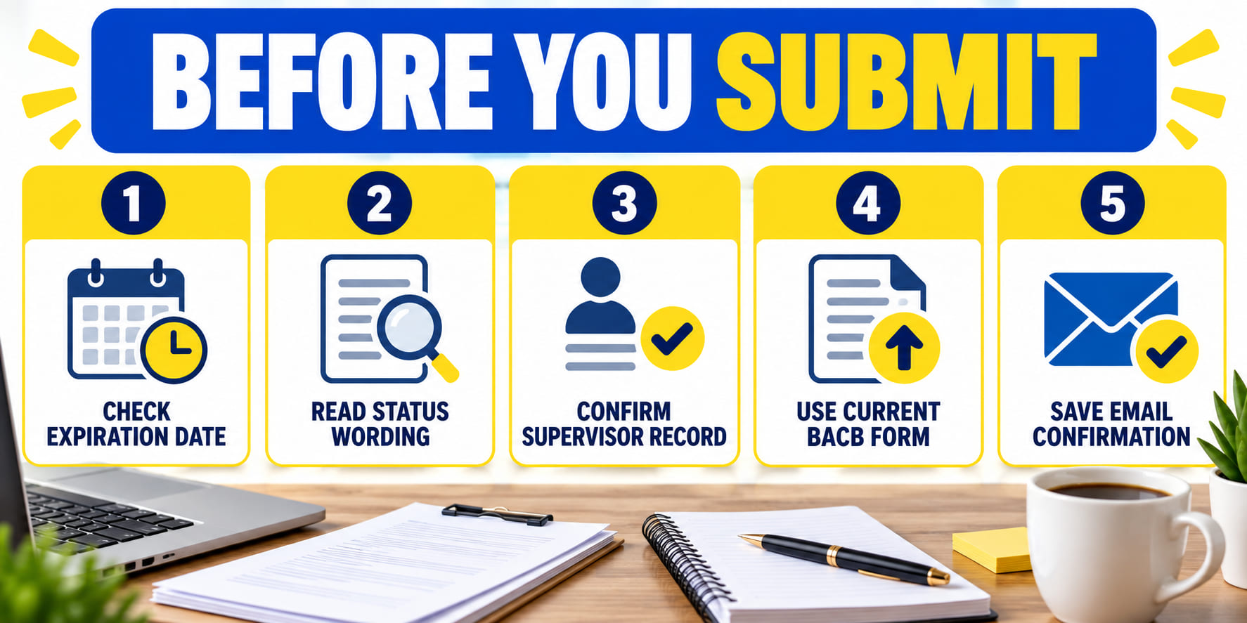 RBT inactive status checklist showing expiration date, status wording, supervisor record, current form, and confirmation