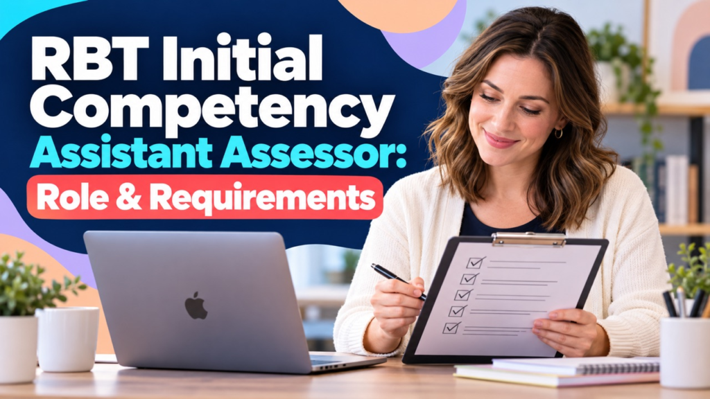 rbt initial competency assistant assessor - RBT assistant assessor cover showing a white adult woman reviewing a competency a