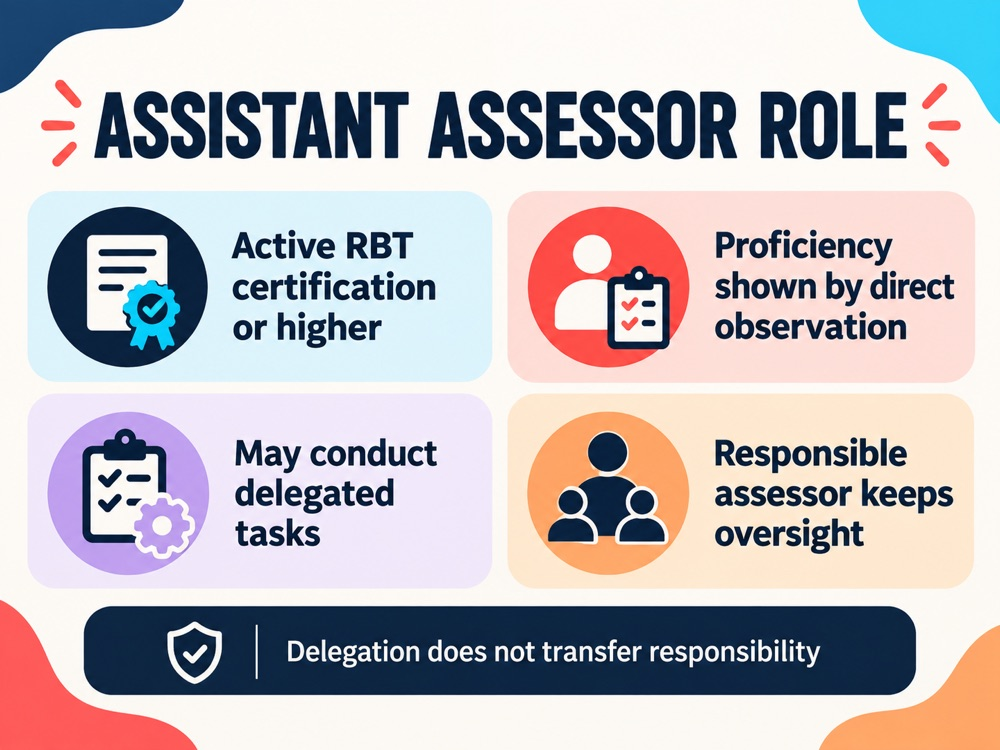 rbt initial competency assistant assessor - RBT assistant assessor role checklist showing active certification, direct observ