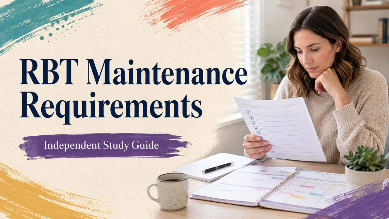 rbt maintenance requirements study guide with white adult RBT candidate