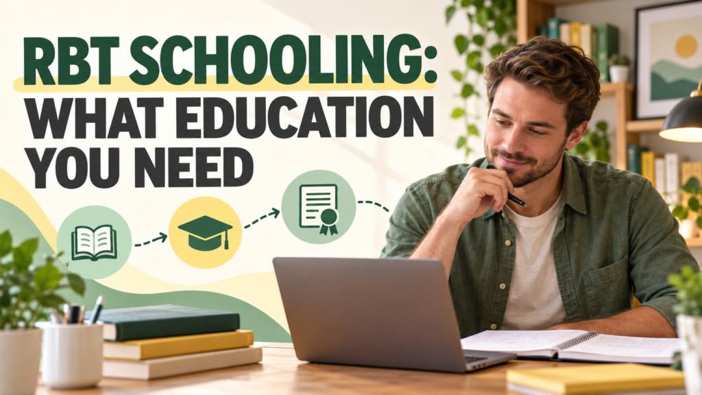 RBT schooling planning session with a white adult man comparing education and certification steps