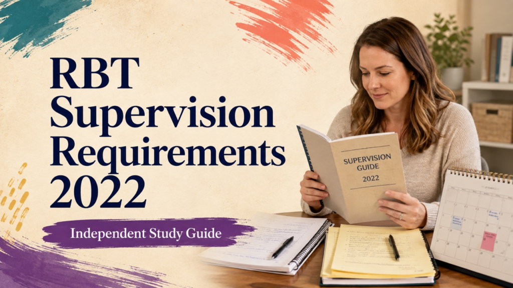 rbt supervision requirements 2022 study guide with white adult RBT candidate