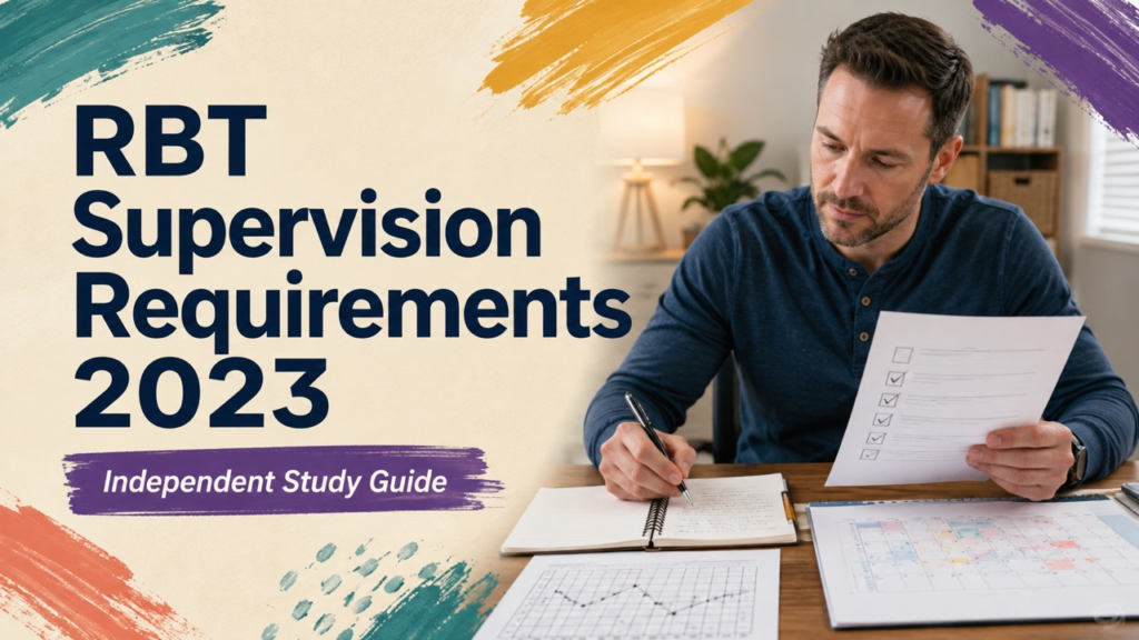 rbt supervision requirements 2023 study guide with white adult RBT candidate
