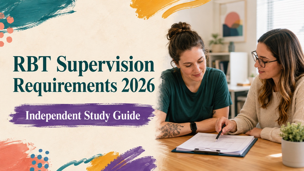 rbt supervision requirements 2026 cover with a white adult technician reviewing a supervision log with a supervisor