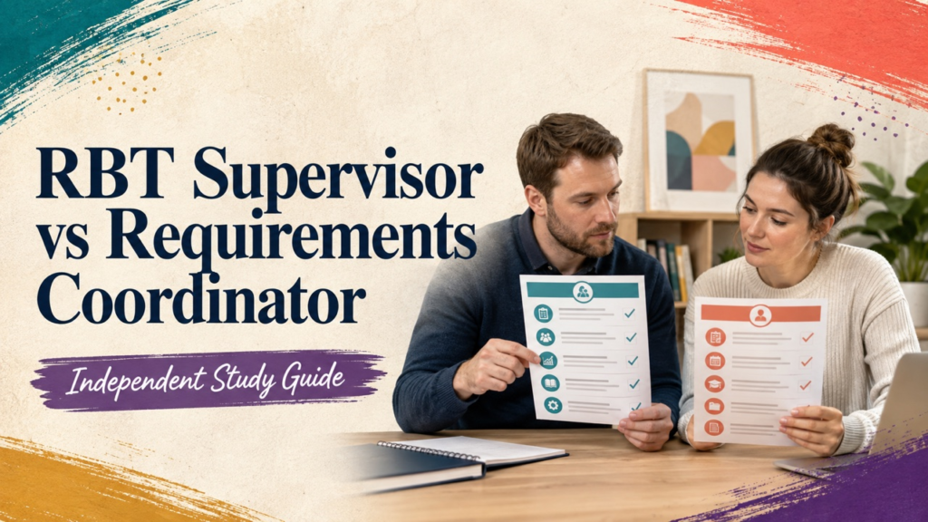 rbt supervisor vs rbt requirements coordinator study guide with white adult RBT candidate