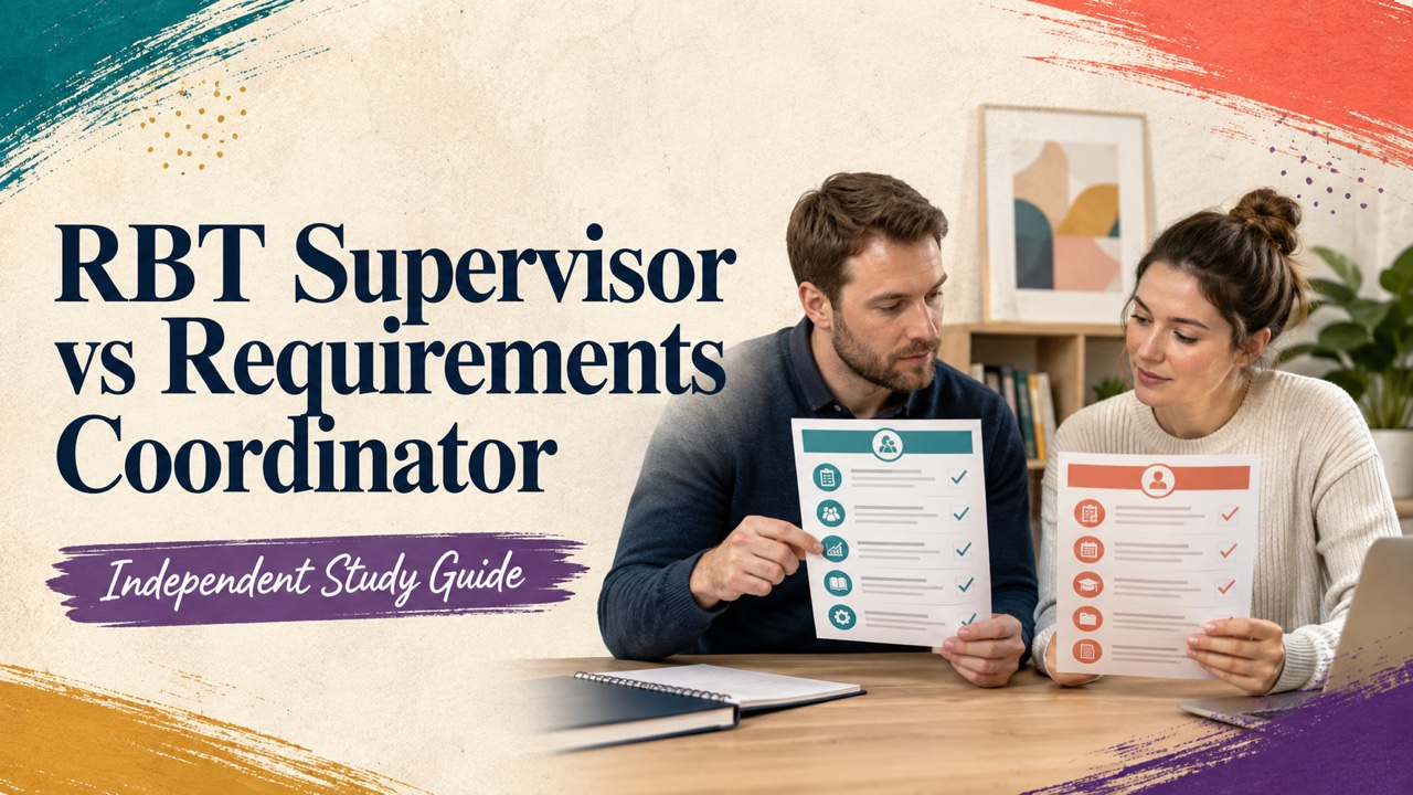 rbt supervisor vs rbt requirements coordinator study guide with white adult RBT candidate