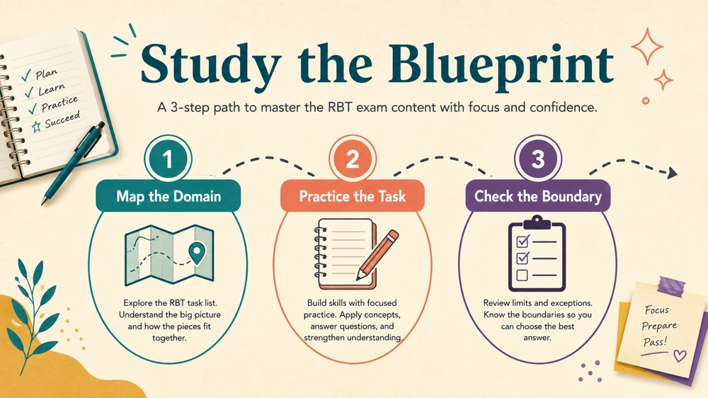 rbt task list has how many areas of competencies RBT study checklist infographic