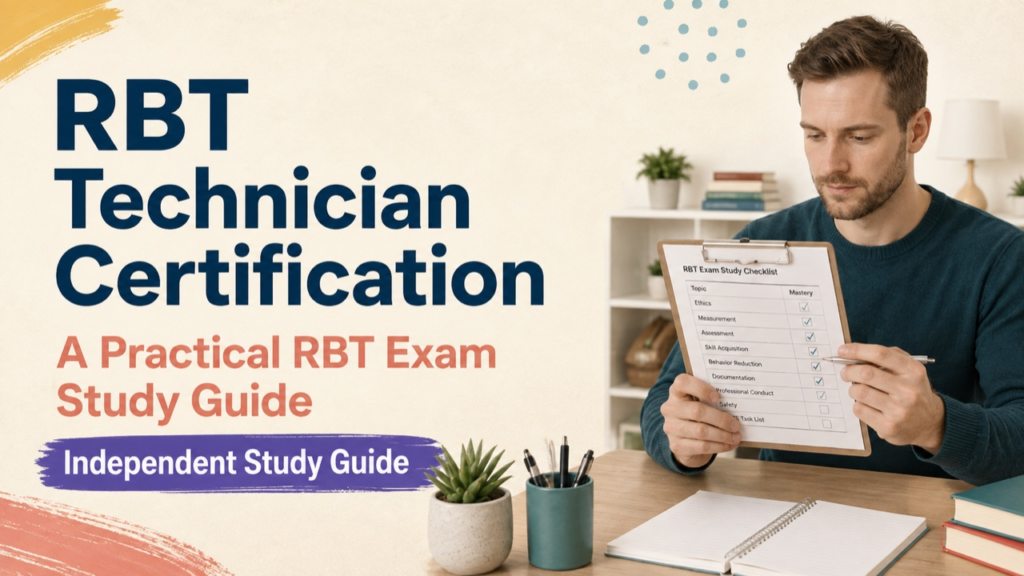 rbt technician certification study guide with white adult RBT candidate